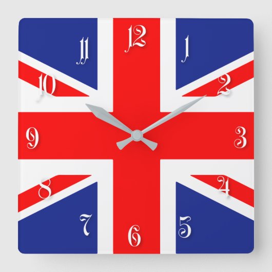 Britse vlag vierkante klok (Voorkant)
