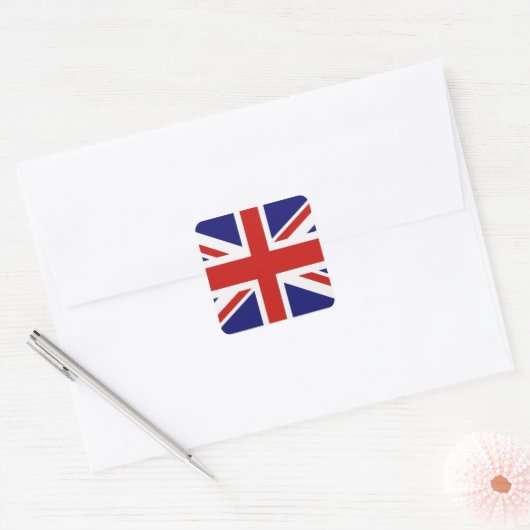 Britse vlag vierkante sticker (Envelop)