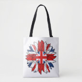 Britse Vlag Zonnebloem Bedrukt Dames- Tote Bag (Voorkant)