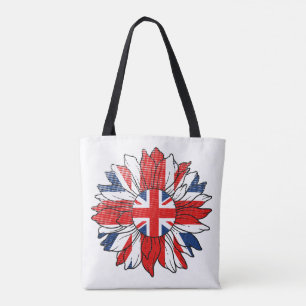Britse Vlag Zonnebloem Bedrukt Dames- Tote Bag