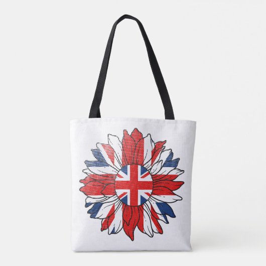 Britse Vlag Zonnebloem Bedrukt Dames- Tote Bag (Achterkant)