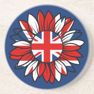 Britse Vlag Zonnebloem Ontwerp Onderzetter