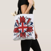 Britse Vlag Zonnebloem Vintage Vervaaide Ontwerp Tote Bag (Dichtbij)