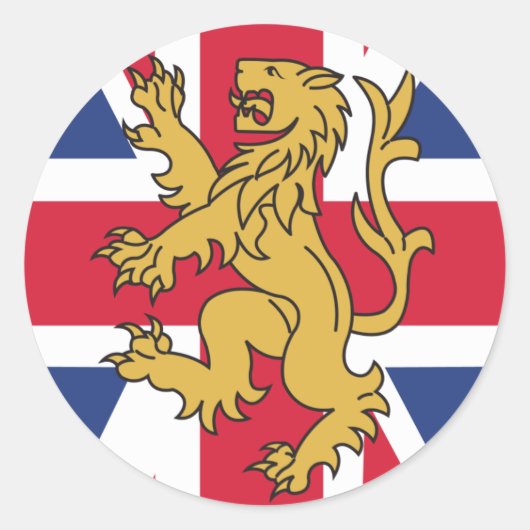 Britse vlaggenleeuw ronde sticker (Voorkant)