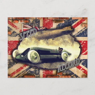 britse vliegtuig met raceauto ' s uit 1900 briefkaart