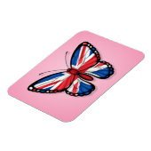 Britse vlinder vlag op roze magneet (Linkerzijde)