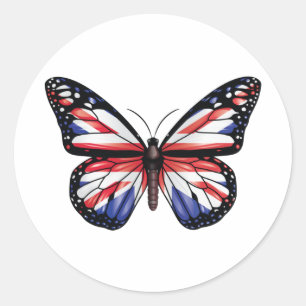 Britse vlindermonarchvlag Tri-Blend shirt Ronde Sticker
