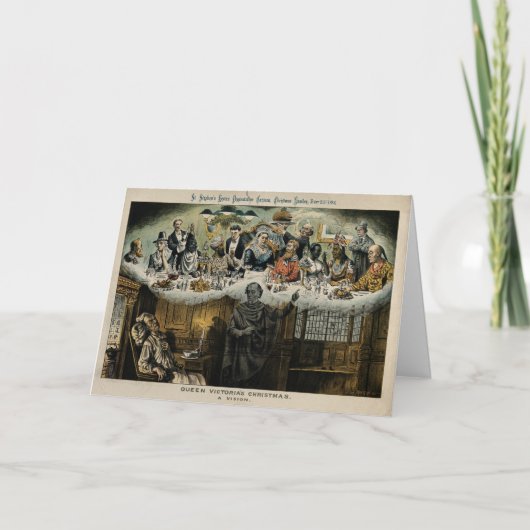Britse Vrek Koningin Victoria Christmas Dinner Feestdagen Kaart (Voorkant)