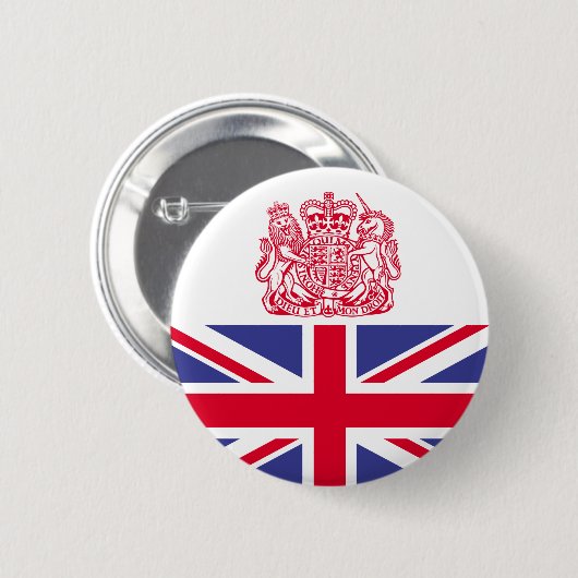 Britse wapenschild ronde button 5,7 cm (Voorkant /achterkant)