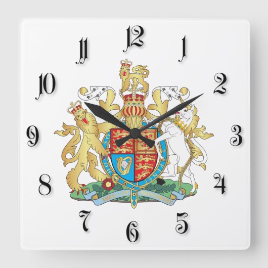 Britse wapenschild vierkante klok (Voorkant)