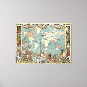  Britse Wereldkaart (1886) Canvas Afdruk