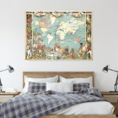  Britse Wereldkaart (1886) Canvas Afdruk (Insitu (Slaapkamer))