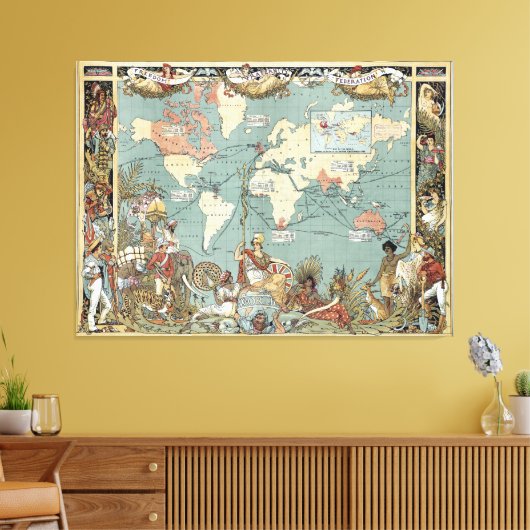  Britse Wereldkaart (1886) Canvas Afdruk (Insitu (Woonkamer))