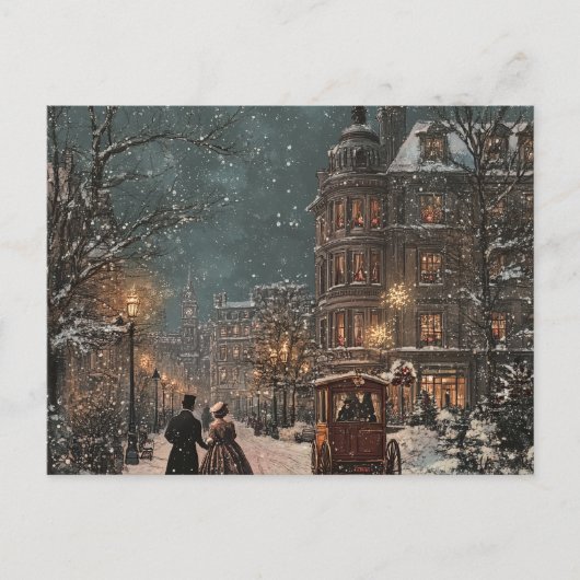 Britse Winter Vintage Kerstmis Feestdagenkaart (Voorkant)