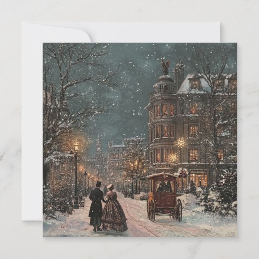 Britse Winter Vintage Kerstmis Feestdagenkaart (Voorkant)