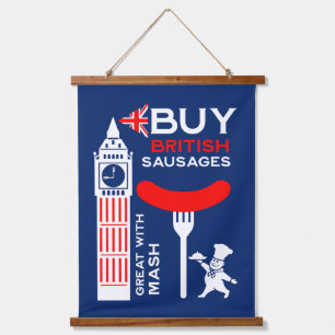 Britse worst en mash keuken hangend wandkleed
