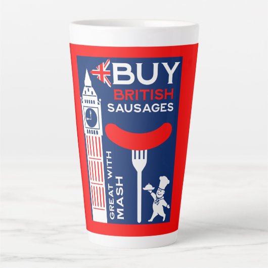 Britse worst en mash keuken latte mok (Voorkant)