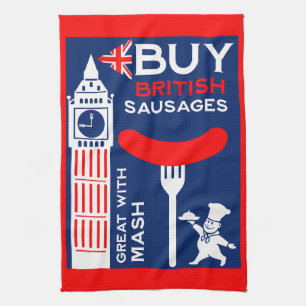 Britse worst en mash keuken theedoek