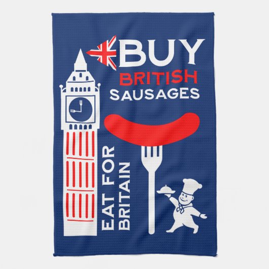 Britse worst en mash keuken theedoek (Verticaal)