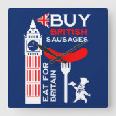 Britse worst en mash keuken vierkante klok (Voorkant)