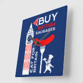 Britse worst en mash keuken vierkante klok (Hoek)
