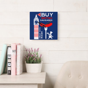 Britse worst en mash keuken vierkante klok