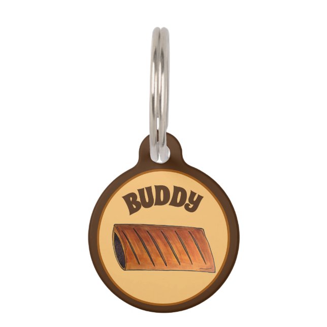 Britse worstbroodje hartige deeg Wiener Dog Huisdierpenning (Voorkant)