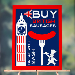 Britse worsten eten nostalgie acryl bord