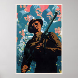 Britse WWII-propagandaposter soldaat met Bren Poster