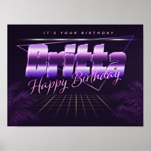 Britta Name Vorname retro Poster Geburtstag
