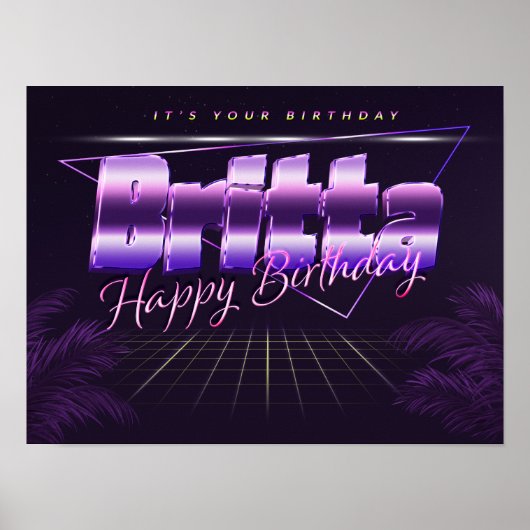 Britta Name Vorname retro Poster Geburtstag (Voorkant)