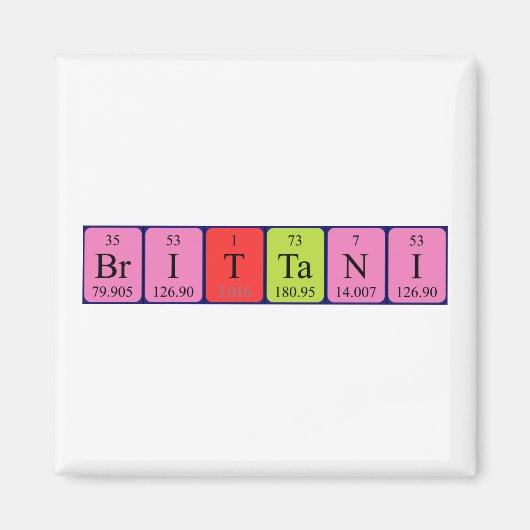 Brittani periodiek table name magnet (Voorkant)
