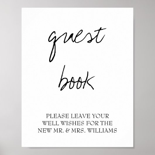 Brittany Black Calligrafie Huwelijksgastenboek Han Poster (Voorkant)