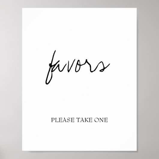 Brittany Black Calligraphy Bruiloft Favoren Bord Poster (Voorkant)