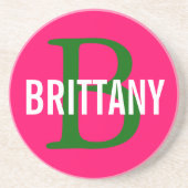 Brittany Breed Monogram Design Zandsteen Onderzetter (Voorkant)