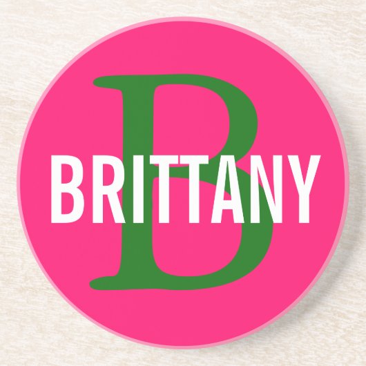 Brittany Breed Monogram Design Zandsteen Onderzetter (Voorkant)