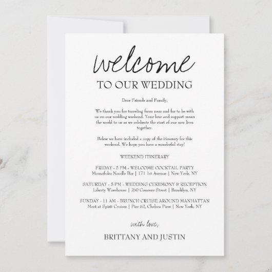 Brittany Calligrafie Welkomstbrief & Kaart (Voorkant)