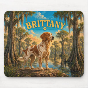 Brittany, Cypress Moeras Vintage Waterverf Honden Muismat