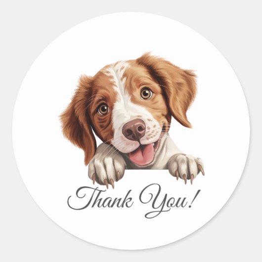 Brittany Dog bedankt Ronde Sticker (Voorkant)