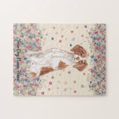 Brittany Dog Bloem Regen Legpuzzel (Horizontaal)
