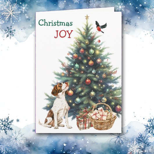 Brittany Dog, Bullfinch en Holiday Tree Kaart