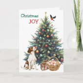 Brittany Dog, Bullfinch en Holiday Tree Kaart (Voorkant)
