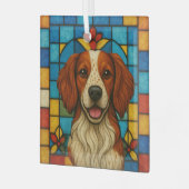 Brittany Dog "Glas in lood" Glas Ornament (Voorkant links)