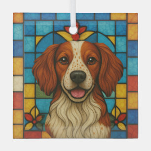 Brittany Dog "Glas in lood" Glas Ornament