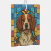 Brittany Dog "Glas in lood" Glas Ornament (Voorkant Rechts)
