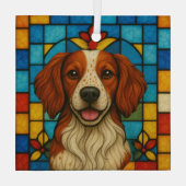 Brittany Dog "Glas in lood" Glas Ornament (Achterkant)