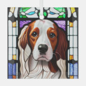 Brittany Dog "Glas in lood" Glas Ornament (Voorkant)