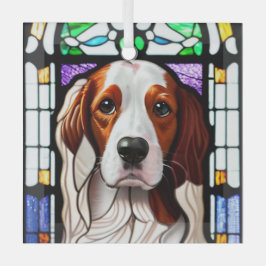 Brittany Dog "Glas in lood" Glas Ornament