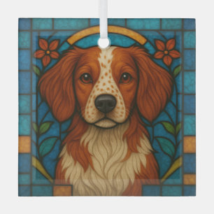 Brittany Dog "Glas in lood" Glas Ornament