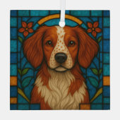 Brittany Dog "Glas in lood" Glas Ornament (Achterkant)